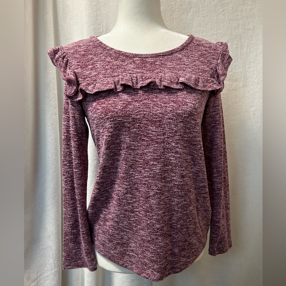 Women's Ruffled Maroon Top